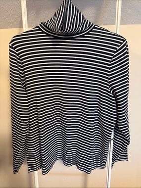 J. Crew Perfect Fit navy white Striped cotton knit turtleneck Top - size 3X